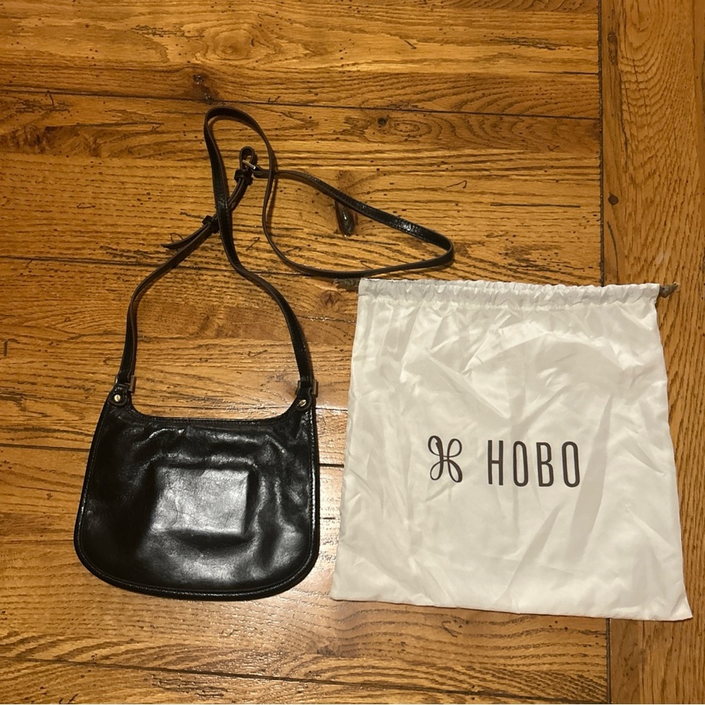 HOBO Black Leather Crossbody with Adjustable Strap
